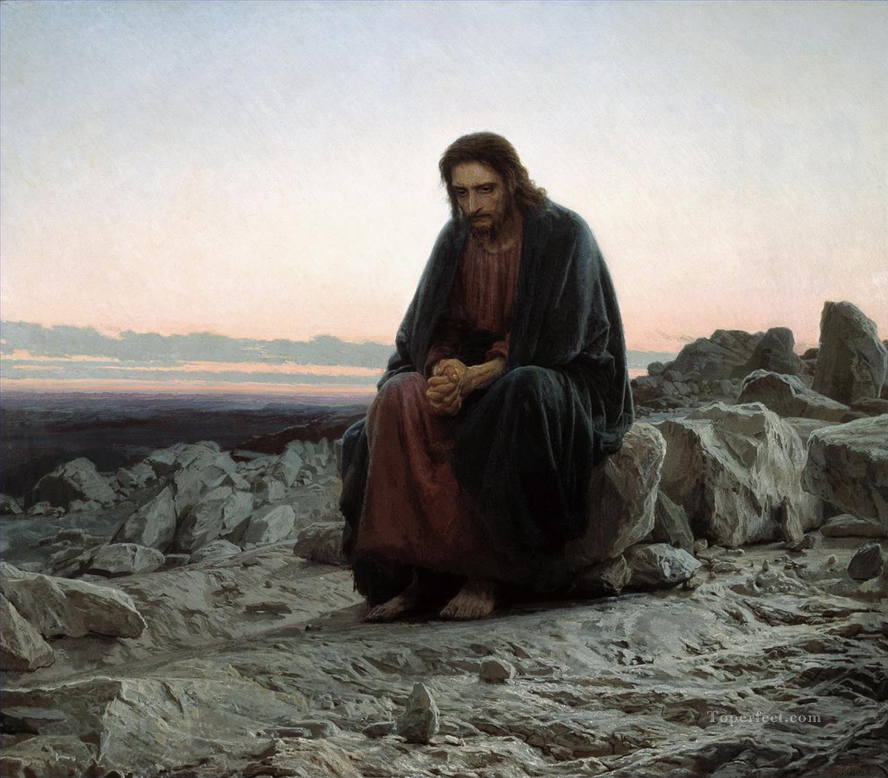 Jesus ein visionären Führer in der Wüste Iwan Nikolajewitsch Kramskoi Religiosen Christianity Ölgemälde